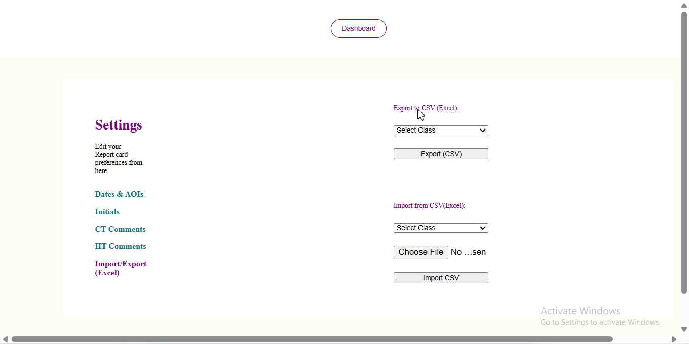 Shuleni report card software report generation process gif